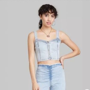 Light Denim Corset Crop Top